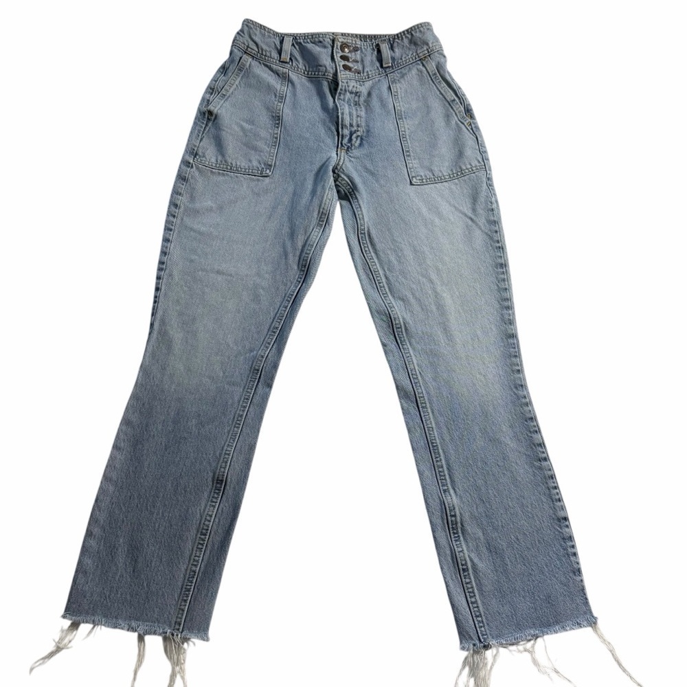 Abercrombie & Fitch | Mom Jeans | 25R Blue High Rise Raw Hem